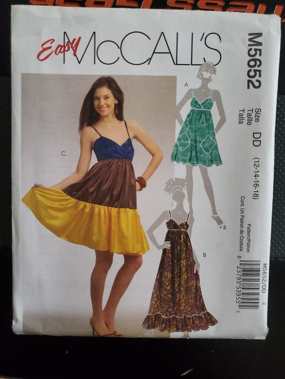 Easy McCalls M5652 Dress In Varied Lengths Size DD 12, 14, 16, 18 New
